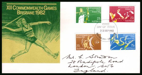 Commonwealth Games - Brisbane<br/>on an official hand addressed First Day Cover