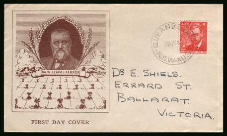 William J. Farrer - Wheat Research<br/>on a neat hand addressed First Day Cover