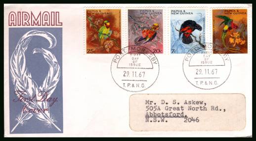 Christmas - Territory Parrots<br/>on an illustrated label addressed First Day Cover 

