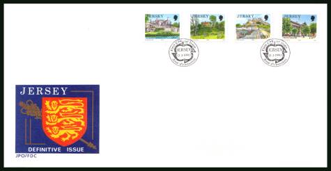 Jersey Scenes 30p - 75p part of definitive set<br/>on an official unaddressed illustrated First Day Cover 

