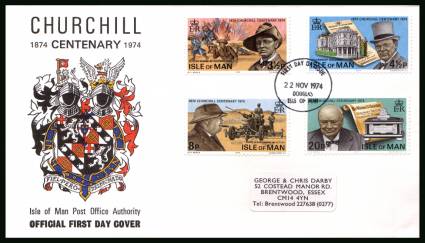 Centenary of Sir Winston Churchill<br/>on a label addressed illustrated official First Day Cover