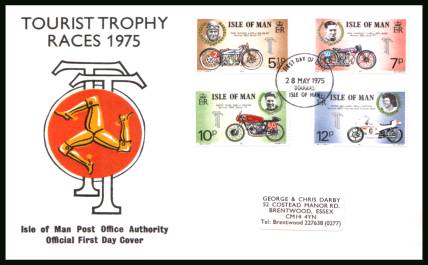 Tourist Trophy Motorcycle Races - 2nd Issue<br/>on a label addressed illustrated official First Day Cover
