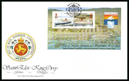 ''Genova '92'' Intenational Stamp Exhibition minisheet<br/>on an unaddressed illustrated official First Day Cover