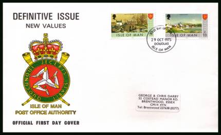 The 11p and 13p definitives<br/>on a label addressed illustrated official First Day Cover