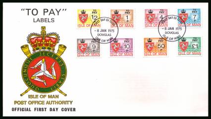 The Postage Due set of eight<br/>on an unaddressed illustrated official First Day Cover