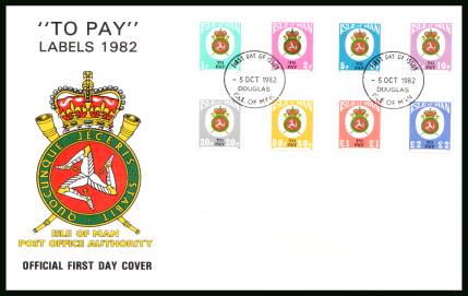 The Postage Due set of eight<br/>on an unaddressed illustrated official First Day Cover