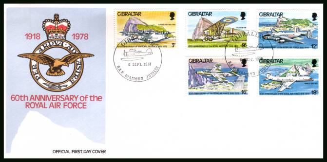 60th Anniversary of Royal Air Force<br>on an official unaddressed First Day Cover