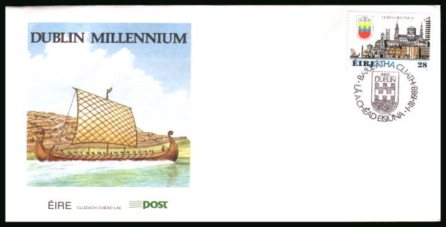 Dublin Millennium single<br/>on an unaddressed official First Day Cover
