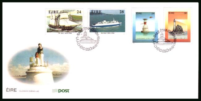 British and Irish Steam Packet Company  - Irish Lighthouses set of four<br/>on an unaddressed official First Day Cover 

