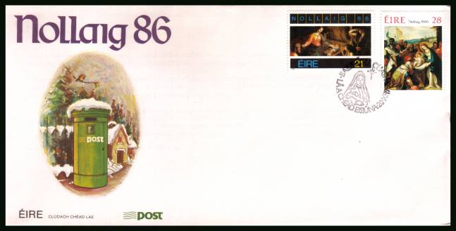 Christmas set of two<br/>on an unaddressed official First Day Cover 

