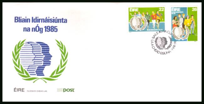 International Youth Year set of two<br/>on an unaddressed official First Day Cover 

