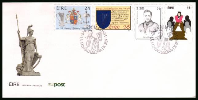 Anniversaries and Commemorations set of four<br/>on an unaddressed official First Day Cover 

