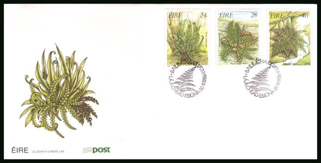 Ferns set of three<br/>on an unaddressed official First Day Cover 

