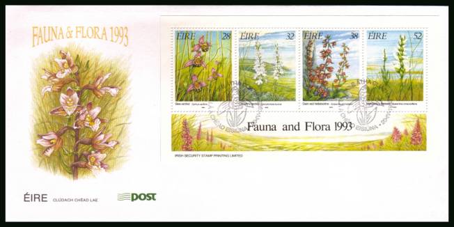 Irish Orchids minisheet<br/>on an unaddressed official First Day Cover

