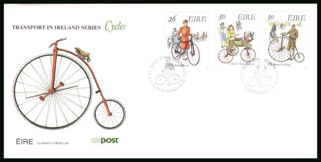 Early Bicycles set of three<br/>on an unaddressed official First Day Cover

