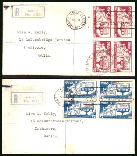 Constitution Day set of two in blocks of four on a pair of REGISTERED
<br/>typed addressed  First Day Cover

