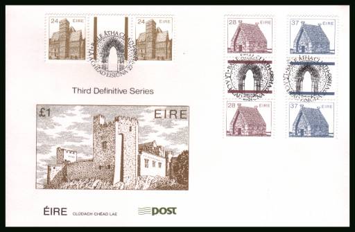 The 24p, 28p and 37p as gutter pairs
<br/>on an unaddressed official  First Day Cover
