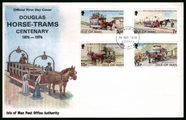 Douglas Horse Trams Centenary<br/>on an official unaddressed illustrated First Day Cover 

