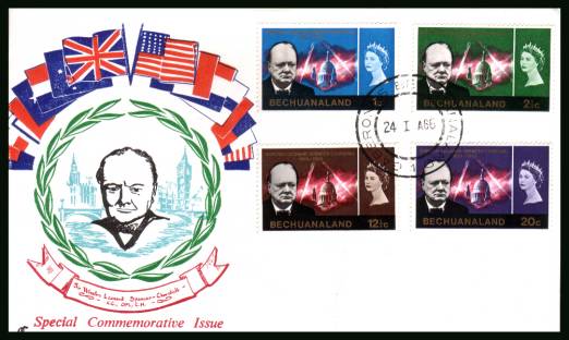 Churchill Commemoration<br/>on an unaddressed CONNOISSEUR First Day Cover.