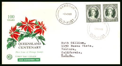 Centenary of First Queensland Postage Stamp<br/>on a typed addressed First Day Cover