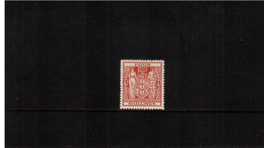 POSTAL FISCAL<br/>
4/- Red-Brown. A superb unmounted mint single with INVERTED WATERMARK

<br><b>XYX</b>