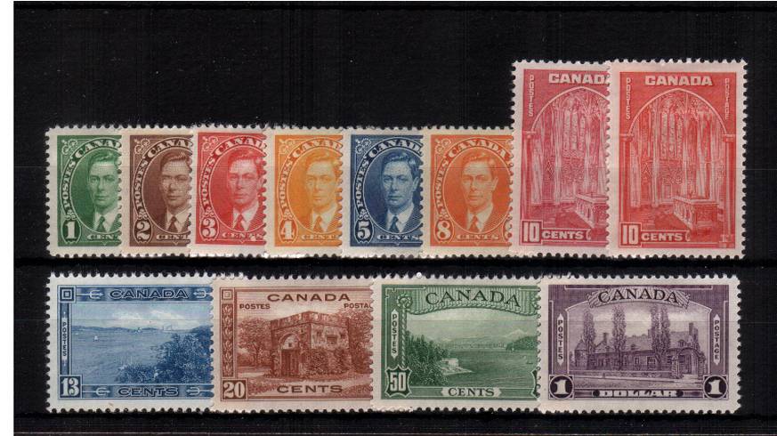 A fine lightly mounted mint set of eleven with the bonus<br/> of the distinctive Gibbons  listed shade on the 10c stamp.
<br><b>QAQ</b>