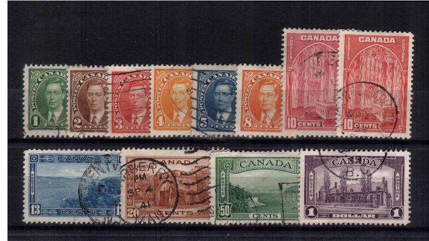The pictorials set of eleven with the bonus<br/>of the distinctive Gibbons listed shade on the 10c stamp
<br><b>QAQ</b>