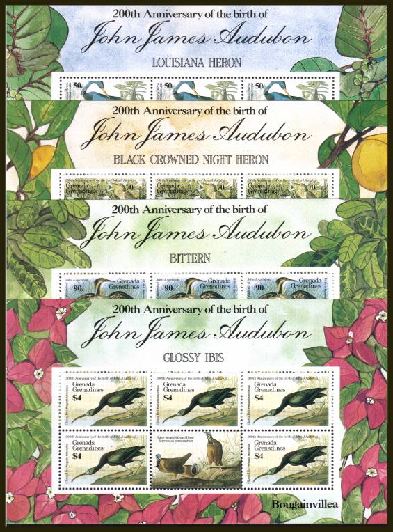 Birth Centenary of John J. Audubon - 2nd Issue<br/>
The set of four in special sheets of five plus label superb unmounted mint.