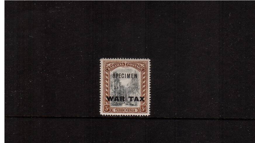 3d Black and Brown overprinted ''WAR TAX''.<br/>
A superb unmounted mint single.<br/>Very rare to find this stamp UNMOUNTED!
<br/><b>QDQ</b>