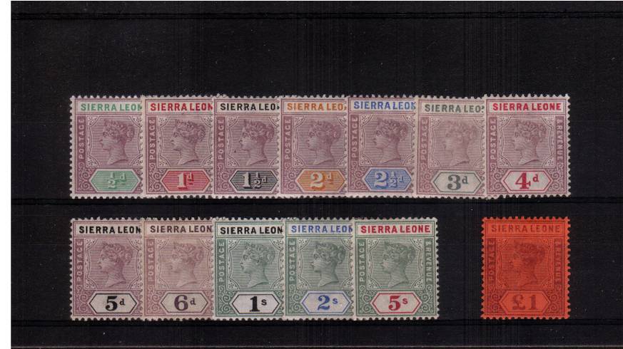 A superb bright and fresh very, very lightly mounted mint set of thirteen. The key value, the 1, is particularly nice with just a mere trace of a hinge mark. Superb!
<br><b>QLQ</b>