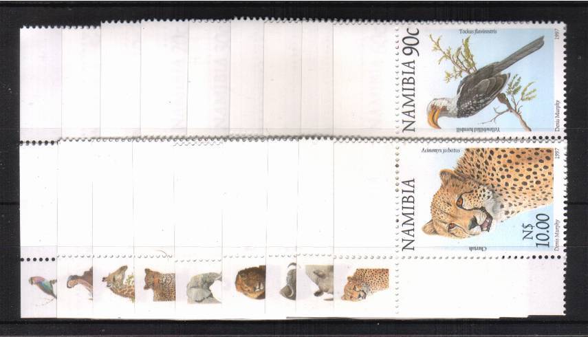 The Flora and Fauna - Perforation 13<br/>
A superb unmounted mint set of eighteen<br/>
with the bonus of each being from NW corner of the<br/>sheet and thus shown a smaller version of the<br/>design on the corner. Rare to find in the format