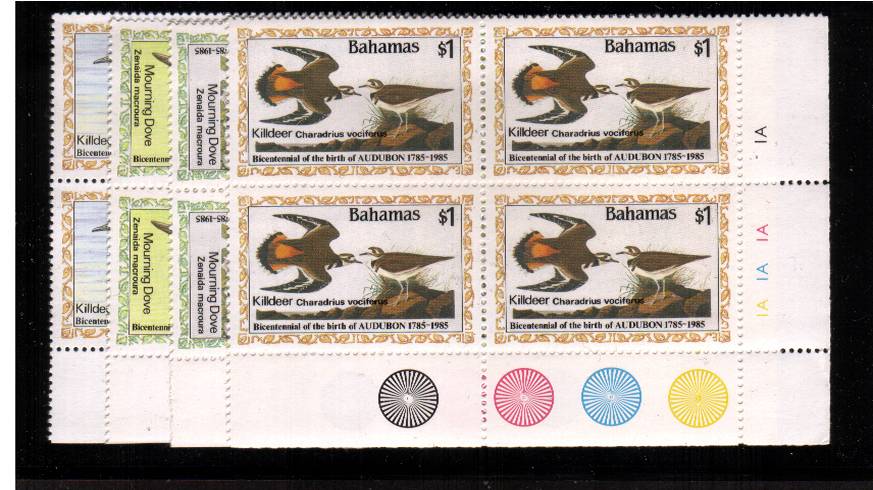 Birds - John J.  Audubon<br/>Complete set of four in superb unmounted mint cylinder blocks of four.