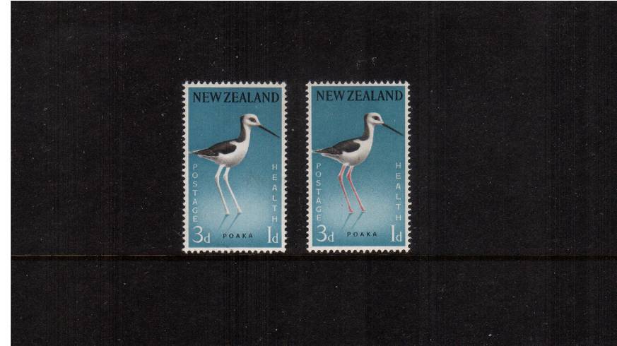 Health issue 3d + 1d<br/>
A superb unmounted mint example showing the listed Gibbons error of PINK OMITTED<br/> with normal at right for comparison. Lovely! 
<br/><b>QSQ.</b>