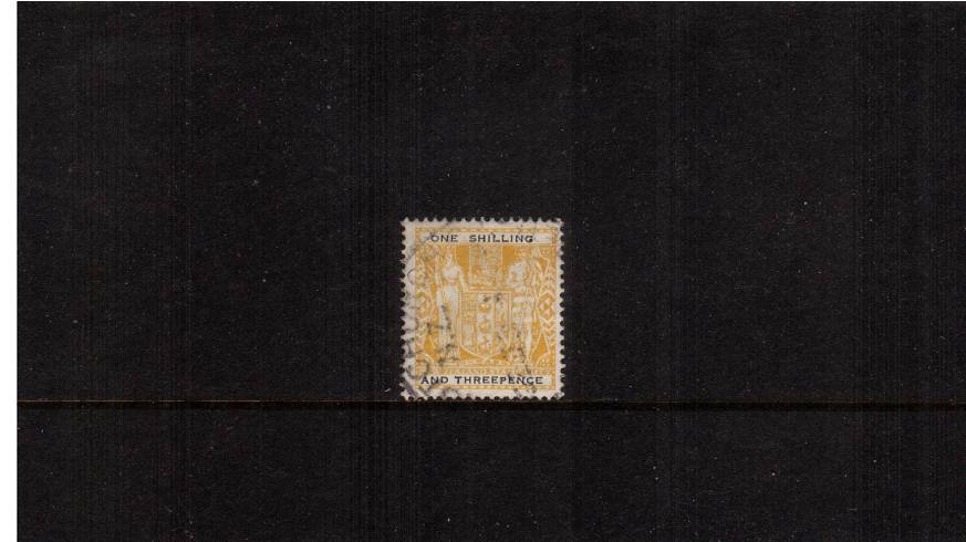 1/3d Yellow and Black<br/>
A lightly used stamp clearly showing the UPRIGHT WATERMARK variety.
<br/><b>QSQ</b>