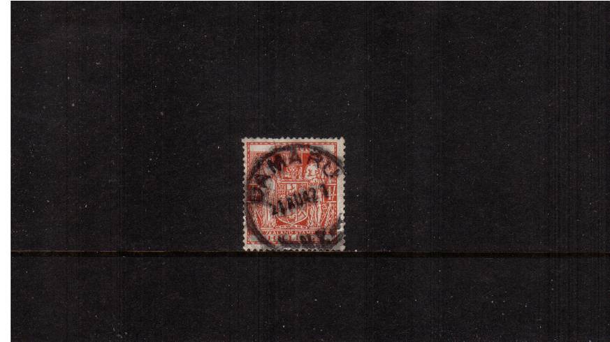 4/- Red Postal Fiscal<br/>
A fine used stamp cancelled with a central CDS for OAMARU dated 21 AU 42.

<br/><b>QSQ</b>