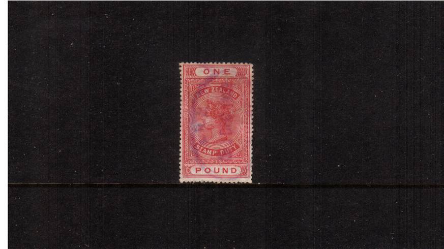 1 Rose-Carmine - Perforation 14x14 Postal Fiscal<br/>A bright well centered stamp cancelled with a light oval fiscal cancel.<br/>The stamp has a few minor scratches mentioned for accuracy. SG Cat 90


<br/><b>QSQ</b>