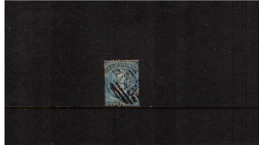 2d Pale Blue - Worn Plate - Watermark ''N Z'' - Perforation 13<br/>
A good spacefiller of this scarce stamp. Some cut perfs and light tone areas. No creases or tears! SG Cat 190


<br/><b>QSQ</b>