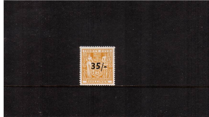 35/- on 35/- Orange-Yellow Postal Fiscal<br/>
A superb unmounted mint single. SG Cat 900
<br/><b>QTQ</b>