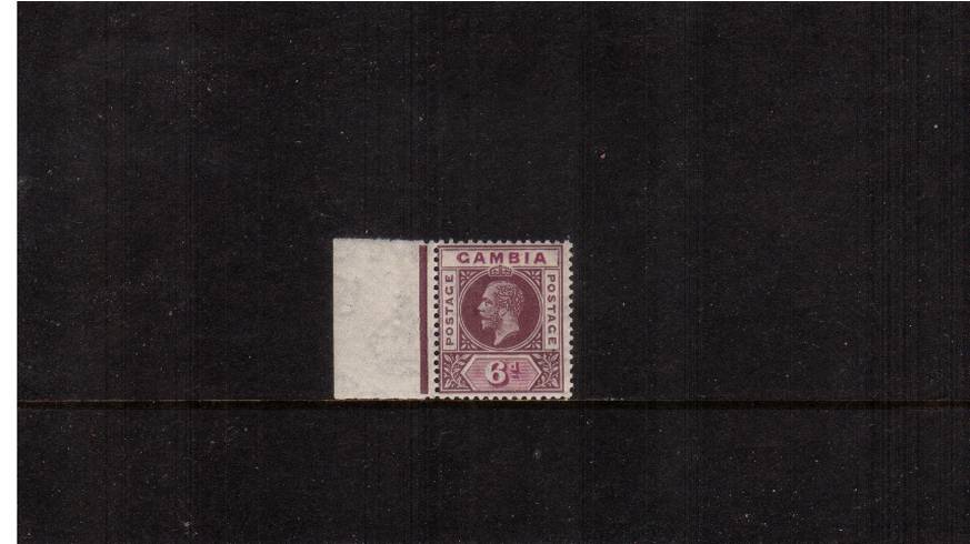 6d Dull and Bright Purple<br/>
A superb unmounted mint with the benefit of being left side marginal  clearly showing the watermark error ''WATERMARK REVERSED''. Difficult to duplicate!
<br/><b>QTQ</b>