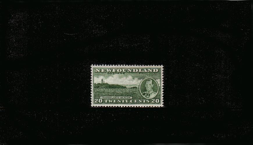 20c Green - Perf 13 Line - from the additional Coronation issue<br/>A fine very lightly mounted mint single. SG Cat 10<br/><b>QYQ</b>