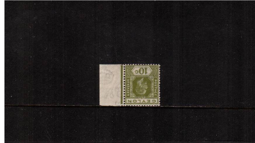 10c Sage-Green - Die I<br/>
A superb unmounted mint left side marginal single<br/>
thus clearly showing the WATERMARK INVERTED variety.<br/>SG Cat for mounted mint �
<br/><b>UDX</b>