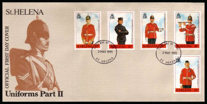 Military Uniforms of 1897 set of five on an unaddressed Official First Day Cover