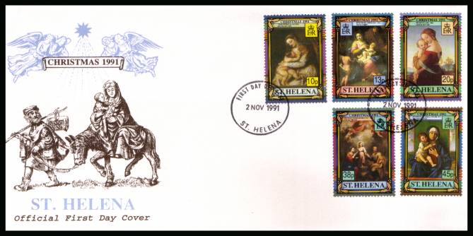 Christmas - Religious Paintings set of five on an unaddressed Official First Day Cover