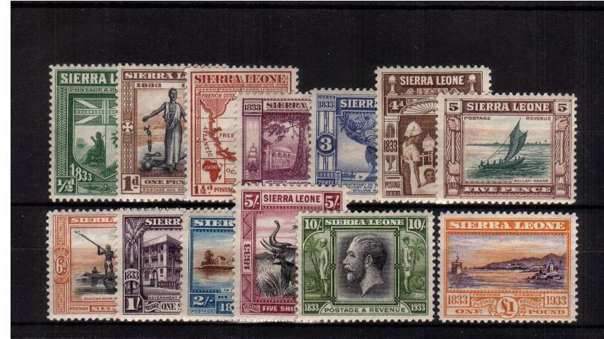 Abolition of Slavery and death of William Wilberforce set of thirteen.<br/>One of the great sets of Commonwealth philately<br/>A lovely bright and fresh set with each stamp lightly hinged.  An exceptional set with lovely centering!<br/><b>UHU</b>