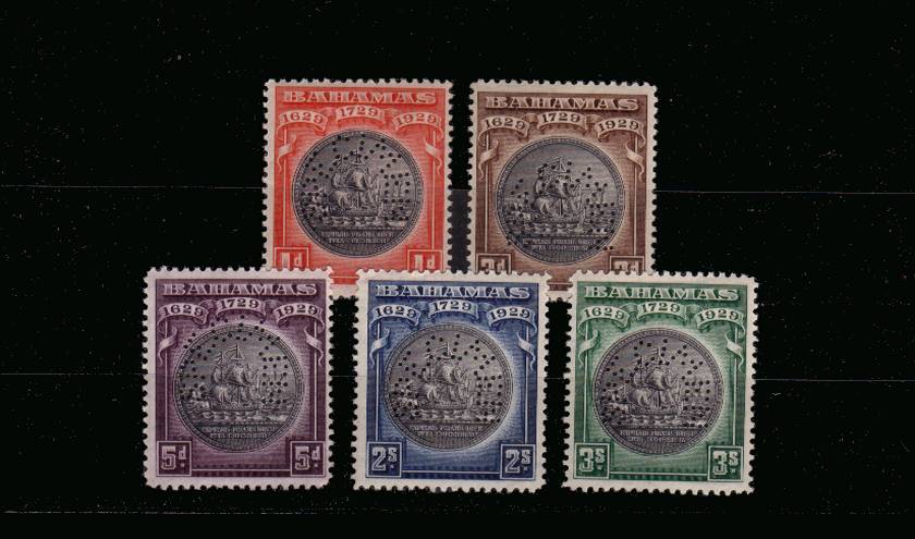 The Tercentenary of the Colony<br/>
Set of five lightly mounted mint perfined ''SPECIMEN'' SG Cat �0 
<br/><b>UHU</b>