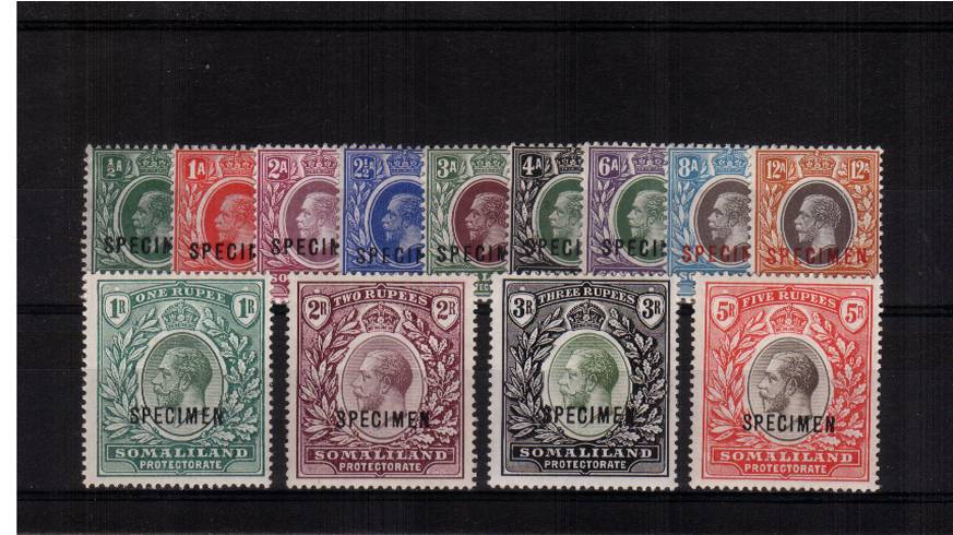 The George 5th complete set of thirteen superb unmounted mint but with two stamps very lightly mounted. Superb colours!
<br/><b>UHU</b>