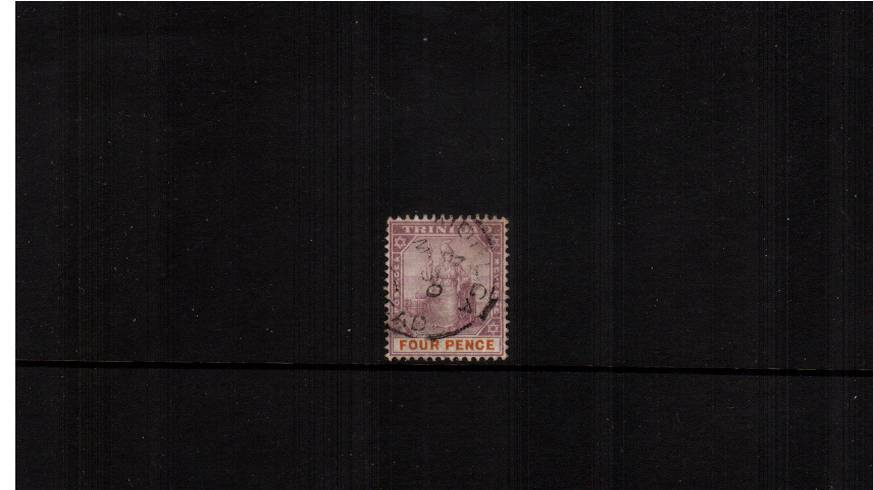 4d Dull Purple and Orange - Watermark Corown CA<br/>
A fine used stamp cancelled with a CDS. SG Cat 27