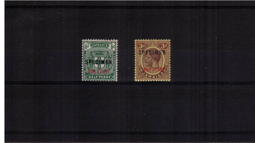 The WAR STAMP set of two overprint ''SPECIMEN'' superb unmounted mint.<br/>A very rare set to find unmounted!
<br/><b>QCX</b>