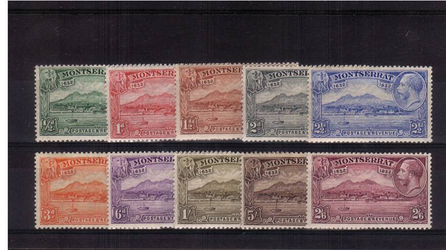 300th Anniversary of Settlement of Montserrat<br>
A fine lightly mounted complete set of ten fine and fresh.<br/><b>QDX</b>