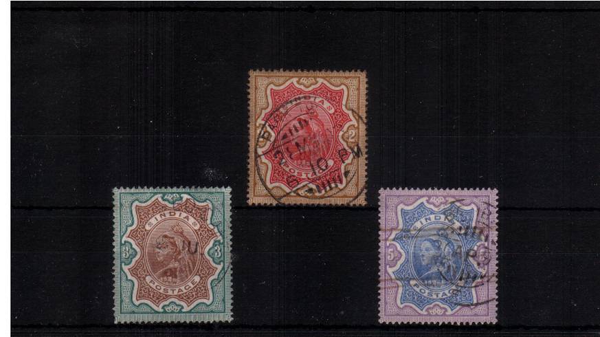 The Queen Victoria set of three high values fine used. SG Cat 75
<br/><b>QDX</b>